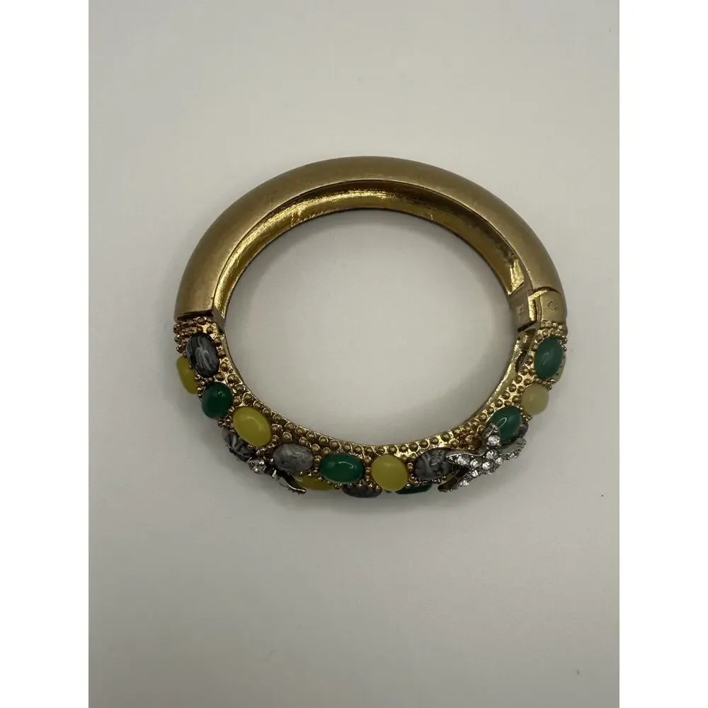 Vintage Cabi Cuff Bracelet Hinged Rhinestone Starfish Colorful Stones Gold Tone - Picture 4 of 10